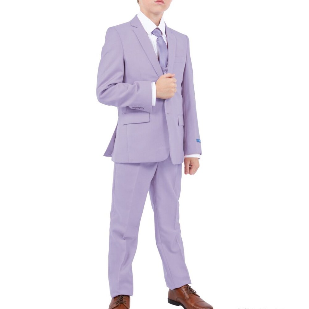 Solid Lavender Notch Lapel 5 Piece Perry Ellis Boy's Suit